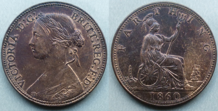 1860 beaded border farthing